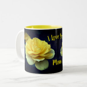 Tasse 2 Couleurs Je t'aime Maman Fleur de rose jaune