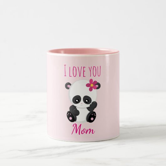 Tasse 2 Couleurs Je t'aime Maman Panda Passez Rose (Centre)