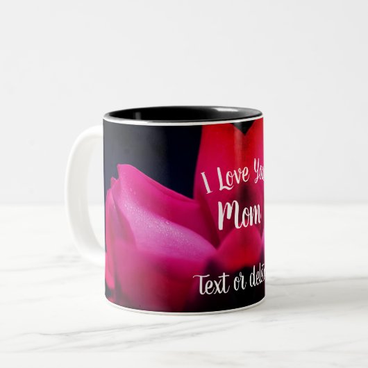 Tasse 2 Couleurs Je t'aime Maman Rouge Rosebud Personnalisé (Devant gauche)