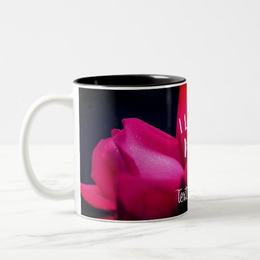 Tasse 2 Couleurs Je t'aime Maman Rouge Rosebud Personnalisé (Gauche)