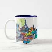 Tasse 2 Couleurs Je T'aime Paris | Tour Eiffel Paris Vie nocturne (Gauche)