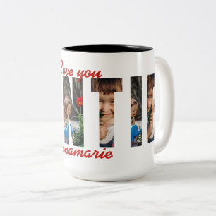 Tasse 2 Couleurs Je t'aime Tatie Cadeau avec nom personnalisé / Pho