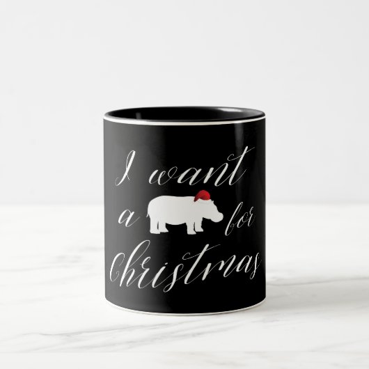 Tasse 2 Couleurs Je veux un hippopotame pour Noël (Centre)
