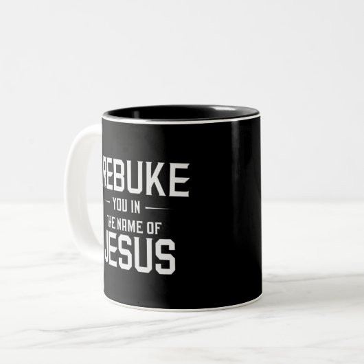 Tasse 2 Couleurs Je Vous Reproche Au Nom De Jésus (Devant gauche)