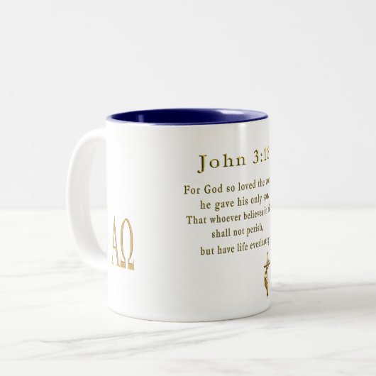 Tasse 2 Couleurs Jean 3:16 cadeaux chrétiens (Devant gauche)