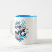 Tasse 2 Couleurs Jeepney Manille Vibes Bleu Orange (Devant gauche)