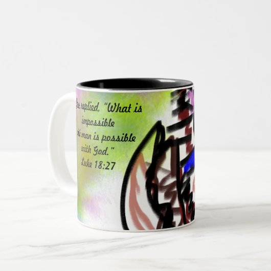 Tasse 2 Couleurs jésus amour impossible (Devant gauche)