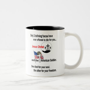 Tasse 2 Couleurs Jésus-Christ et le soldat américain