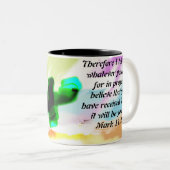 Tasse 2 Couleurs Jésus entend encore (Devant droit)