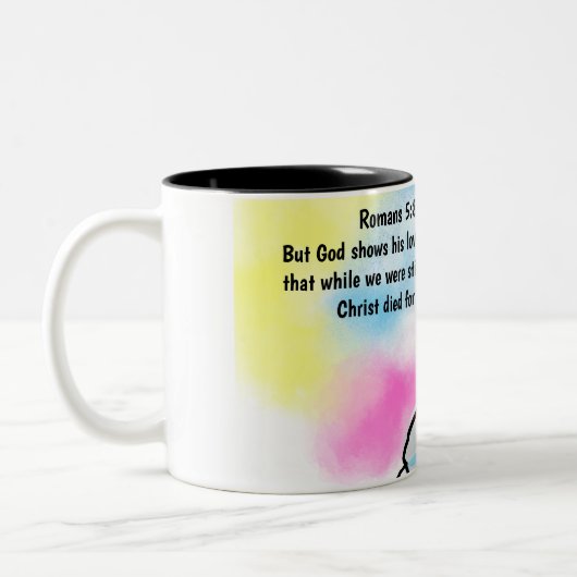 Tasse 2 Couleurs Jésus est ici (Gauche)