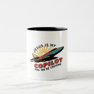 Tasse 2 Couleurs Jésus est mon copilote et nous croisons drôle
