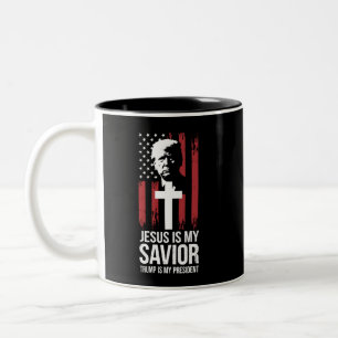 Tasse 2 Couleurs Jésus est mon sauveur Trump est mon président Trum