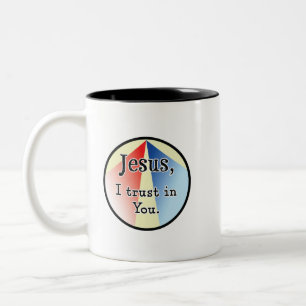 Tasse 2 Couleurs Jésus, je fais confiance à Toi, Miséricorde divine