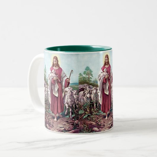 Tasse 2 Couleurs Jésus, Le Bon Pasteur  (Devant gauche)