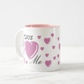 Tasse 2 Couleurs JÉSUS m'aime - rose (Devant gauche)