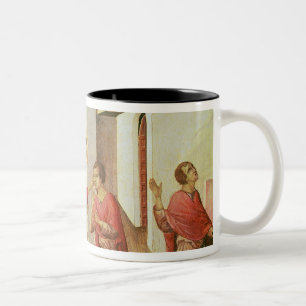 Tasse 2 Couleurs Jésus ouvre les yeux d'une aveugle soutenue par