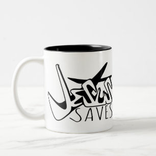 TASSE 2 COULEURS JÉSUS SAUVE GRAFFITI