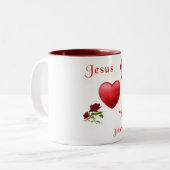 Tasse 2 Couleurs jésus t'aime (Devant gauche)