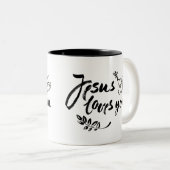 Tasse 2 Couleurs Jésus vous aime (Devant droit)