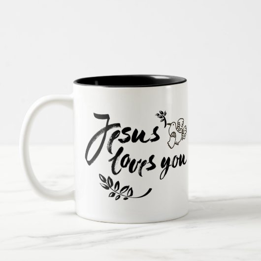 Tasse 2 Couleurs Jésus vous aime (Gauche)
