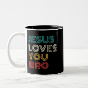 Tasse 2 Couleurs Jésus Vous Aime Bro, Drôle Foi Chrétienne Rétro