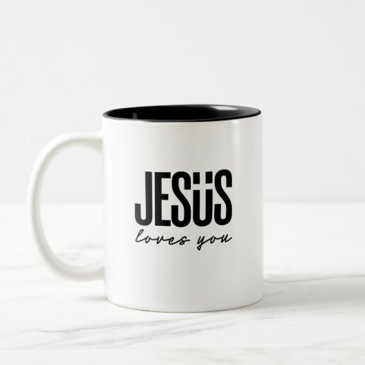 TASSE 2 COULEURS JÉSUS VOUS AIME | CHRÉTIEN (Gauche)