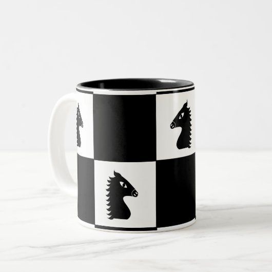 Tasse 2 Couleurs Jeu d'échecs du chevalier noir (Devant gauche)
