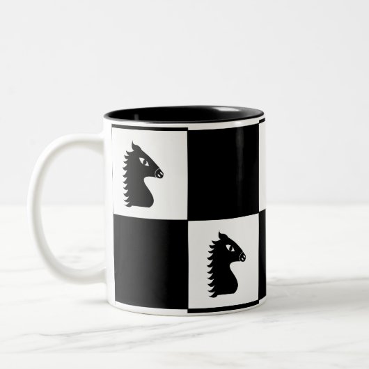 Tasse 2 Couleurs Jeu d'échecs du chevalier noir (Gauche)