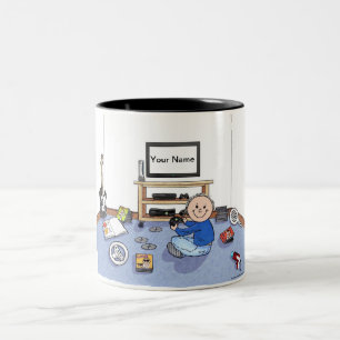 Tasse 2 Couleurs Jeu vidéo personnalisé - Dessin masculin