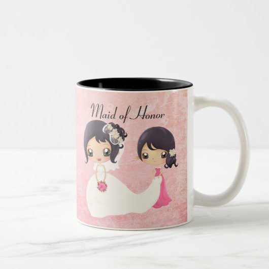 Tasse 2 Couleurs Jeune mariée et domestique d'honneur (Droit)