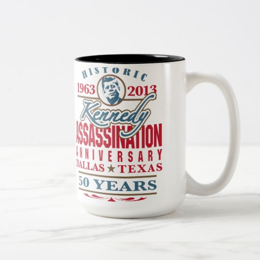 Tasse 2 Couleurs JFK Kennedy Assassinat Anniversaire 1963 - 2013 (Droit)