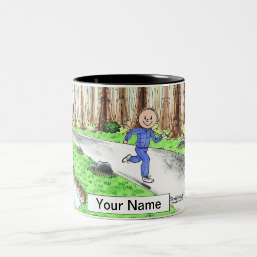 Tasse 2 Couleurs Jogger - Dessin masculin par PrintedPerfection.com (Centre)