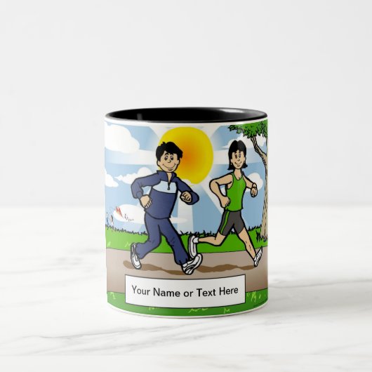 Tasse 2 Couleurs Jogger Runner- Couple Cartoon by PrintedPerfection (Centre)