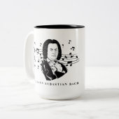 Tasse 2 Couleurs Johann Sebastian Bach Portrait et buste avec notes (Devant gauche)