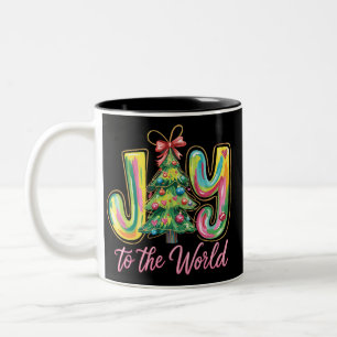 Tasse 2 Couleurs Joie au monde Néon Arbre de Noël Pinceau