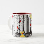 Tasse 2 Couleurs Joie d'hiver - Chat avec foulard Birch Trees Cardi (Devant gauche)