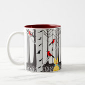 Tasse 2 Couleurs Joie d'hiver - Chat avec foulard Birch Trees Cardi (Gauche)