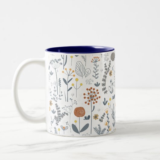 Tasse 2 Couleurs Joli Abstrait Floral sans couture Motif (Gauche)