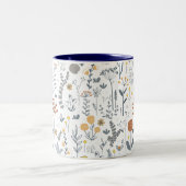 Tasse 2 Couleurs Joli Abstrait Floral sans couture Motif (Centre)
