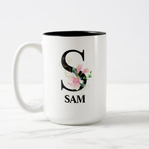 Tasse 2 Couleurs Joli alphabet monogrammé S floral
