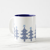 Tasse 2 Couleurs Joli arbre de Noël bleu (Devant gauche)