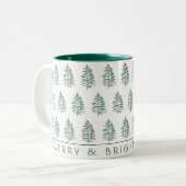 Tasse 2 Couleurs Joli arbre de Noël vert (Devant gauche)