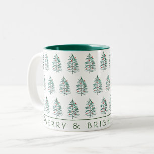 Tasse 2 Couleurs Joli arbre de Noël vert