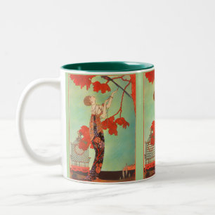 Tasse 2 Couleurs Joli Art Nouveau français Cage à oiseaux perroquet