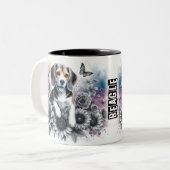 Tasse 2 Couleurs Joli Beagle enrobé de chien (Devant gauche)