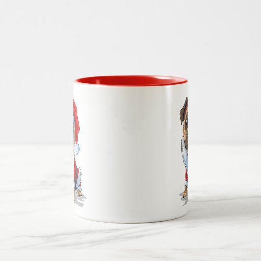 Tasse 2 Couleurs Joli Carlin de Noël Père Noël (Centre)