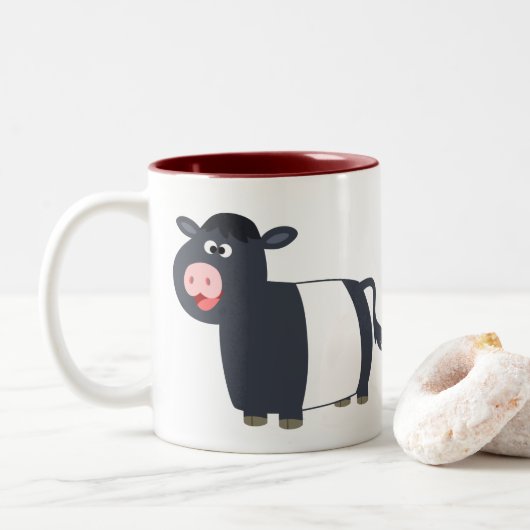 Tasse 2 Couleurs Joli Cartoon Belted Galloway Cow (Avec donut)