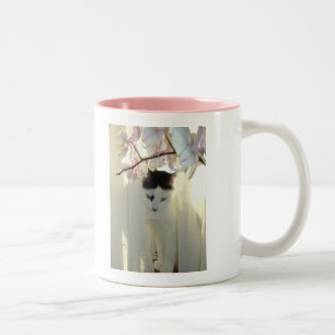 Tasse 2 Couleurs Joli chat blanc