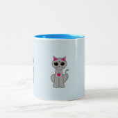 Tasse 2 Couleurs Joli chat gris (Centre)