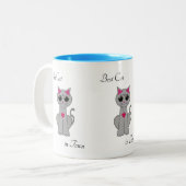 Tasse 2 Couleurs Joli Chat Gris (Devant gauche)